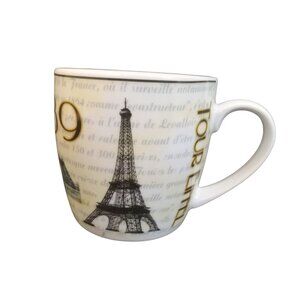 Enesco France Coffee Tea Mug White Paris Construction 1889 Tour Eiffel Handle